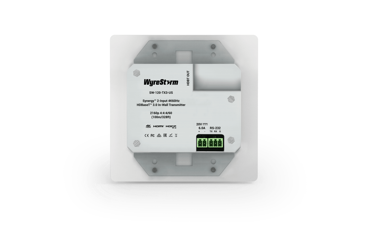 WYRESTORM 4K60HZ HDBASET 3.0 2-GANG IN-WALL TRANS SW120TX3US