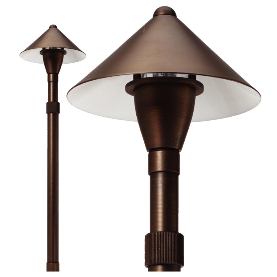 ILLUMICARE BRASS CONE PATHLIGHT W/EXT STEM ASPEN