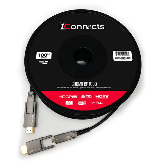 ICONNECTS100M ACTIVE HDMI OPT CABLE DETACH END ICHDMIFBR100D