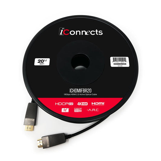 ICONNECTS 20M ACTIVE HDMI OPTICAL FIBRE CABLE ICHDMIFBR20